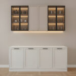 Elysia Plus Kahve Köşesi; modern tasarımı, LED aydınlatmalı rafları ve geniş depolama alanlarıyla evinizde üst seviye bir kahve deneyimi sunar.