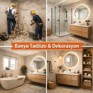 Banyo tadilat ve dekorasyon hizmetleriyle modern ve kullanışlı banyolar oluşturuyoruz. Anahtar teslim uygulama, kaliteli işçilik ve profesyonel çözümler.