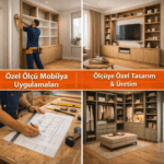 Özel ölçü mobilya uygulamalarıyla mekâna ve ihtiyaca uygun çözümler sunuyoruz. Ölçüye özel tasarım, kaliteli malzeme ve profesyonel işçilik.