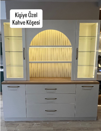 Kişiye özel kahve köşesi tasarımları. Ölçüye özel, modern ve fonksiyonel kahve köşesi modelleri ile yaşam alanlarınıza şıklık katın.