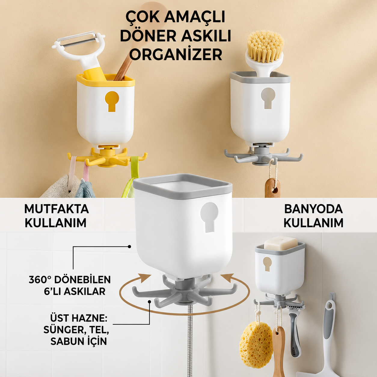 360 derece döner kancalı organizer 360 derece döner kancalı organizer